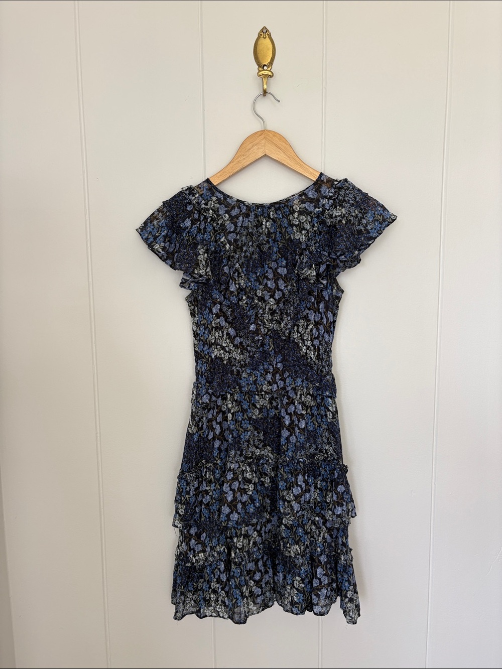 100% silk Rebecca Taylor Ava Floral Ruffle Mini Dres